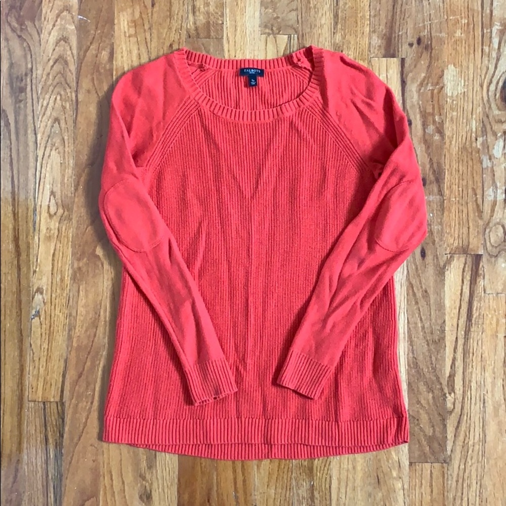Talbots Elbow Patch Sweater Burnt Orange